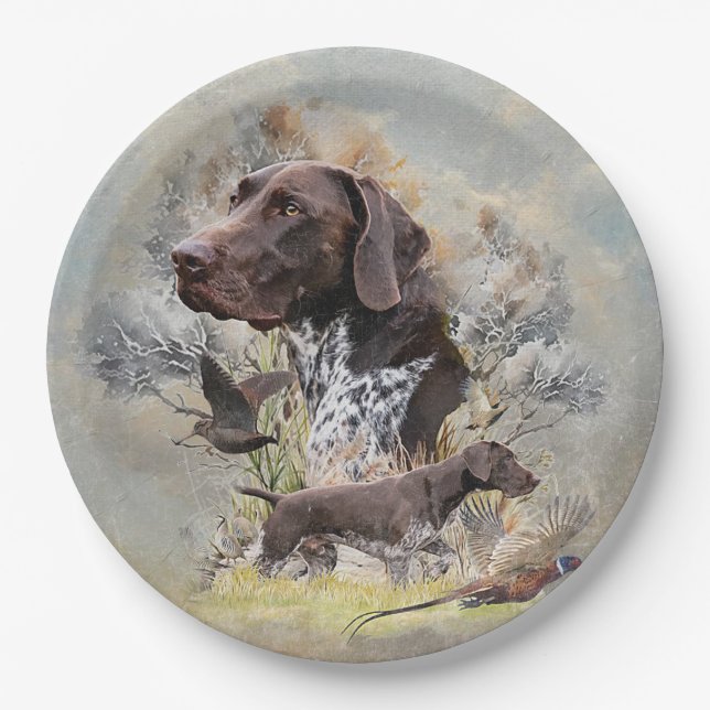 German Shorthaired Pointers  Paper Plate (Front)