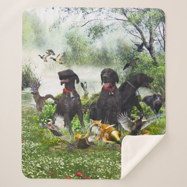 German Shorthaired Pointers Sherpa Blanket (Front)