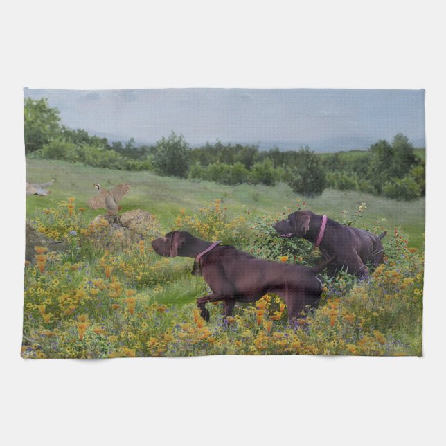 German Shorthaired Pointers    Tea Towel (Horizontal)