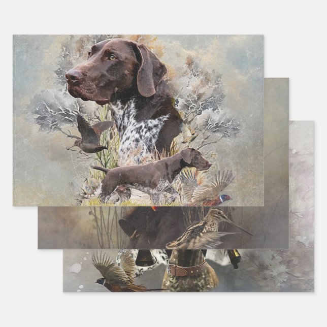 German Shorthaired Pointers  Wrapping Paper Sheet (Set)