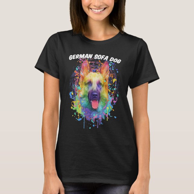German Sofa Dog  German Shepherd Humor Shepard T-Shirt (Front)