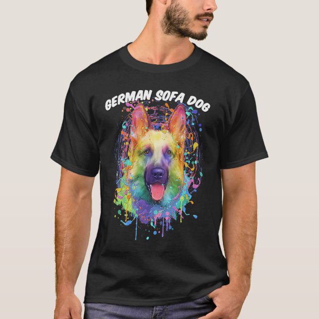 German Sofa Dog  German Shepherd Humor Shepard T-Shirt (Front)