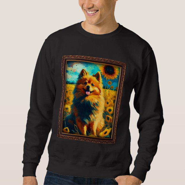 German Spitz Painting Sunflower Flower Mom Women F Sweatshirt (Front)