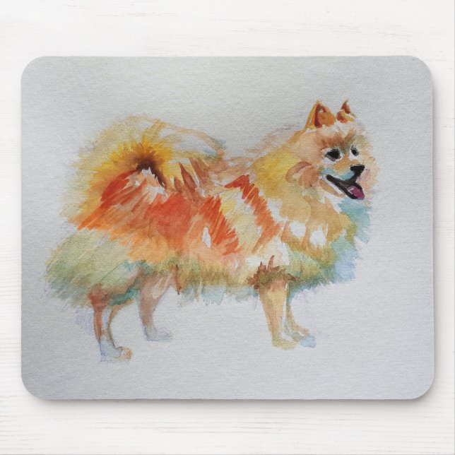 German Spitz Pomeranian Watercolor Dog Dogs Mouse Pad (Front)