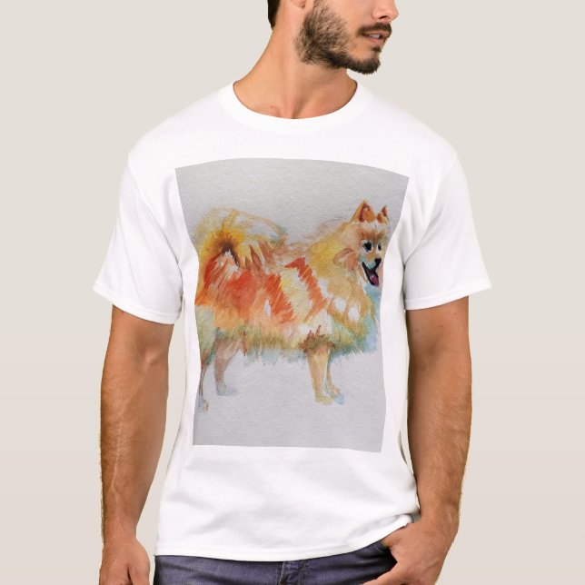 German Spitz Pomeranian Watercolor Dog Dogs T-Shirt (Front)