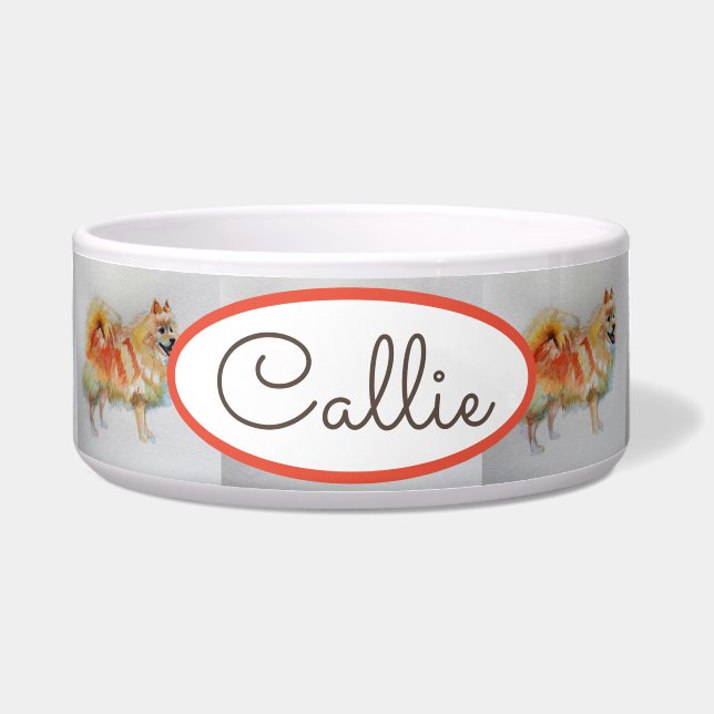 German Spitz Pomeranian Watercolor Dog Pet Name (Front)