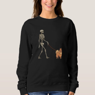 German Spitz Skeleton Dog Walking Halloween Dog Sweatshirt