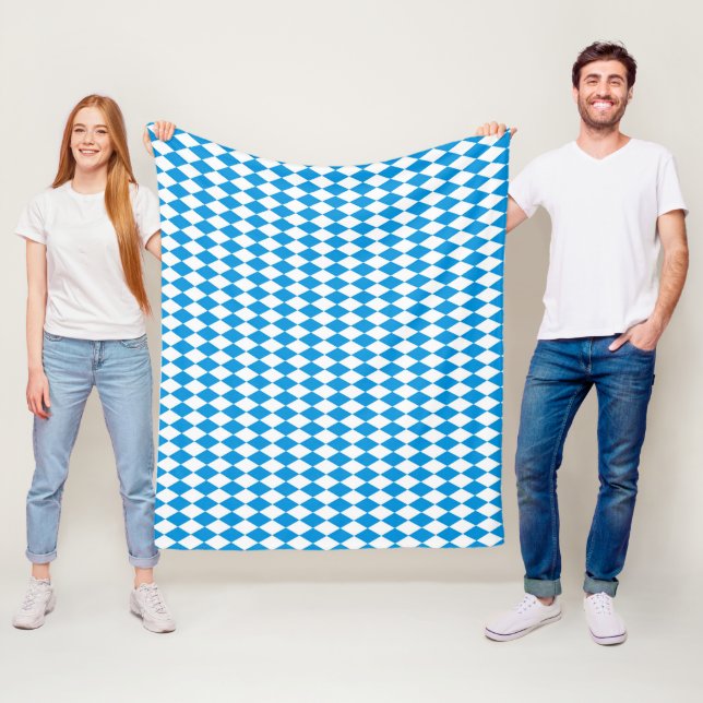 German State Of Bavaria - Flag Colours Pattern Fleece Blanket (In Situ)