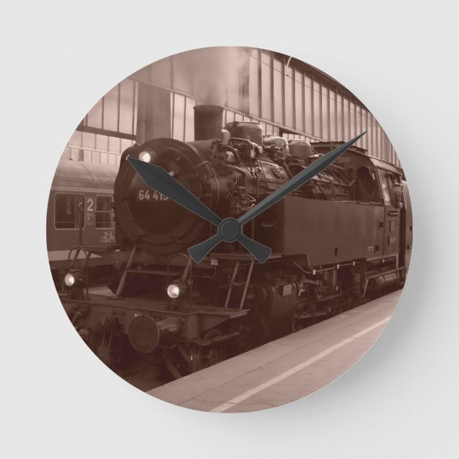 German Steam Locomotive Round Clock (Front)
