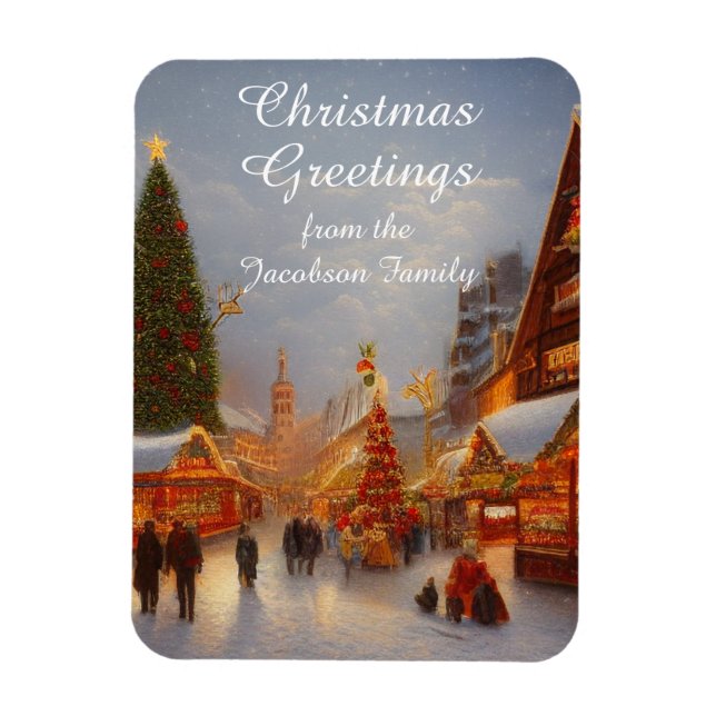German Style Christmas Market Greetings Kitsch Magnet (Vertical)