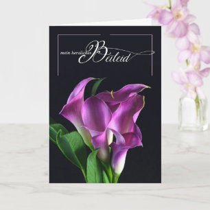 German Sympathy Beileid Purple Lilies Card