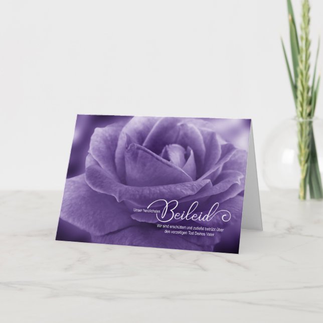 German Sympathy Loss of Father Rose Card (Front)