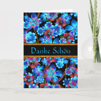 German Thank You Blue Flowers Card- Blank Card