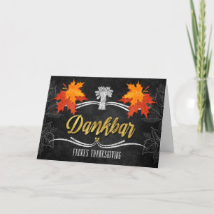 German Thanksgiving Grateful Belssings Chalkboard Holiday Card