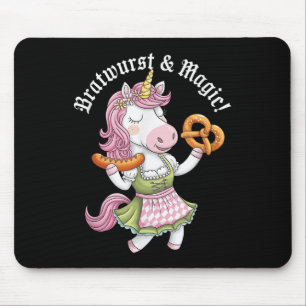 German Unicorn Drindl Bratwurst Magic Funny Kids _ Mouse Pad
