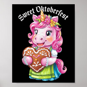 German Unicorn Drindl Funny Kids Sweet Poster