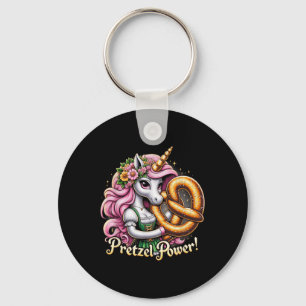 German Unicorn Drindl Pretzel Power Funny Kids Key Ring