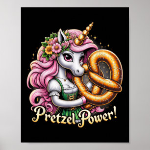 German Unicorn Drindl Pretzel Power Funny Kids  Poster