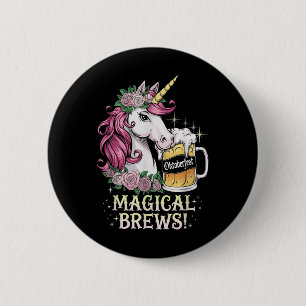 German Unicorn Magical Brews Beer Funny 6 Cm Round Badge