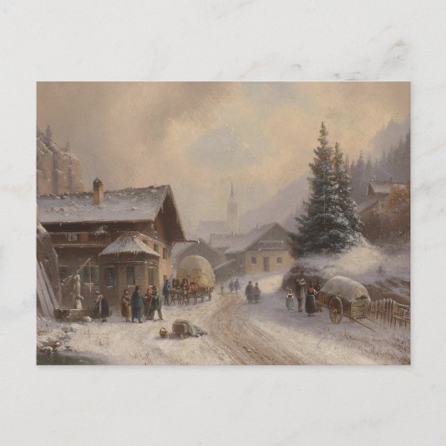 German Village in Winter Postcard (Front)