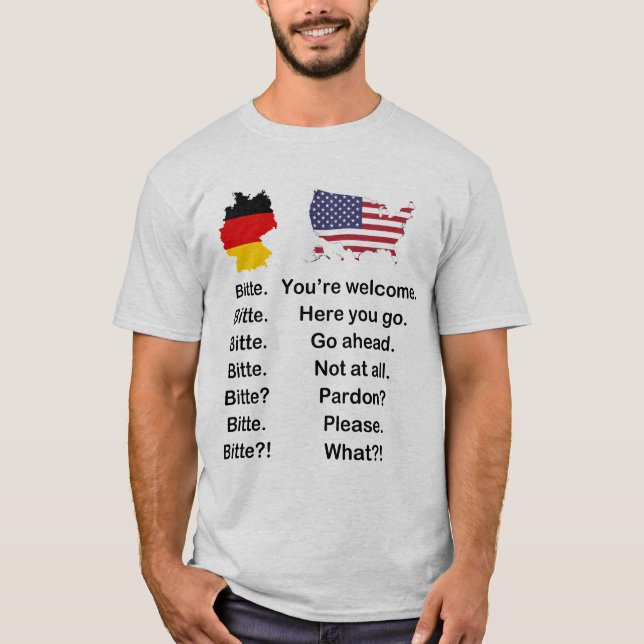 German vs. English - Bitte Please T-Shirt (Front)