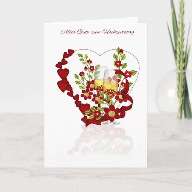 German Wedding Anniversary With Champagne Flowers Card (Front)