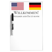 German Willkommen USA and German Flag Room Message
