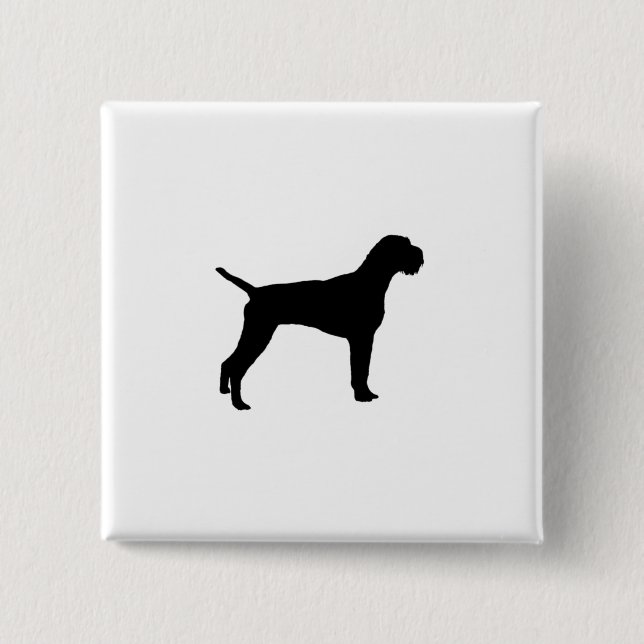 German Wire-Haired Pointer Silhouette Love Dogs 15 Cm Square Badge (Front)