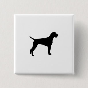 German Wire-Haired Pointer Silhouette Love Dogs 15 Cm Square Badge