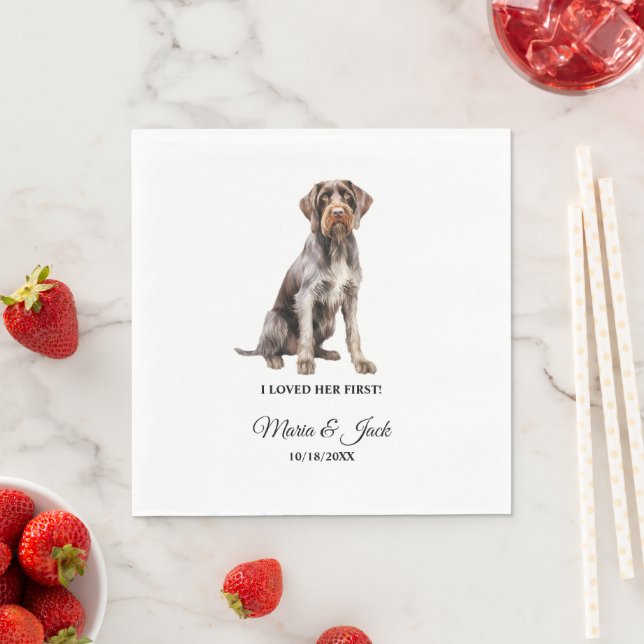 German Wirehaired Dog I Loved Her First Wedding Napkin (Insitu)