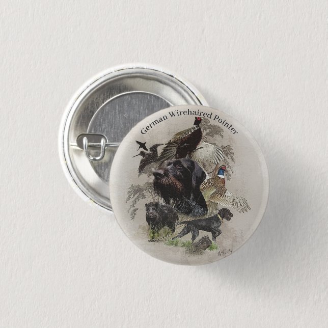 German Wirehaired Pointer 3 Cm Round Badge (Front & Back)