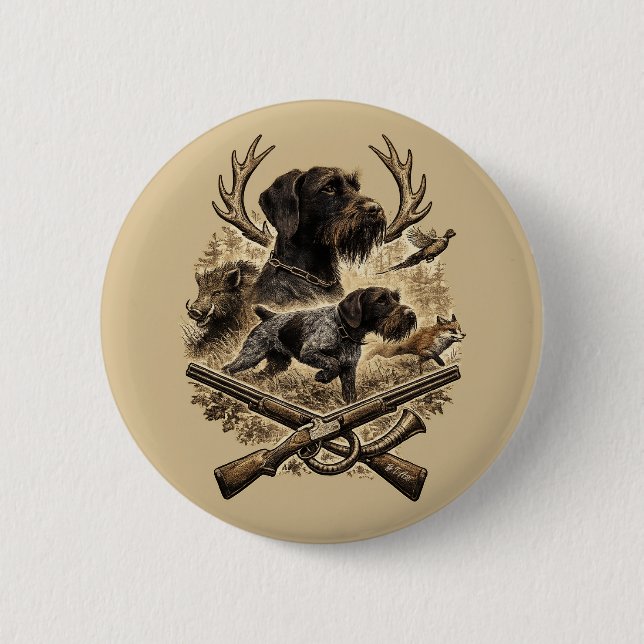 German Wirehaired Pointer 6 Cm Round Badge (Front)