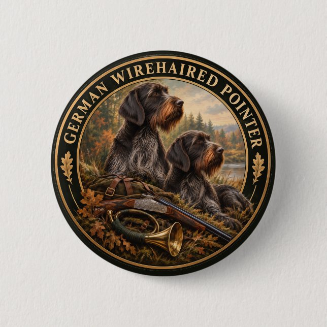 German Wirehaired Pointer 6 Cm Round Badge (Front)