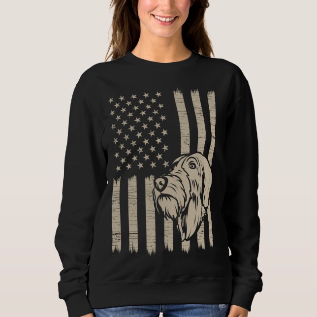 German Wirehaired Pointer American USA Flag Sweatshirt (Front)