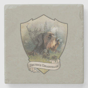 German Wirehaired Pointer, Boar Hunting   Stone Coaster