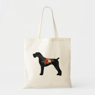 German Wirehaired Pointer Boho Floral Silhouette Tote Bag