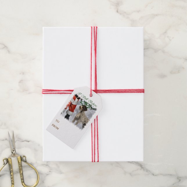German Wirehaired Pointer Christmas Gift Tags (With Twine)