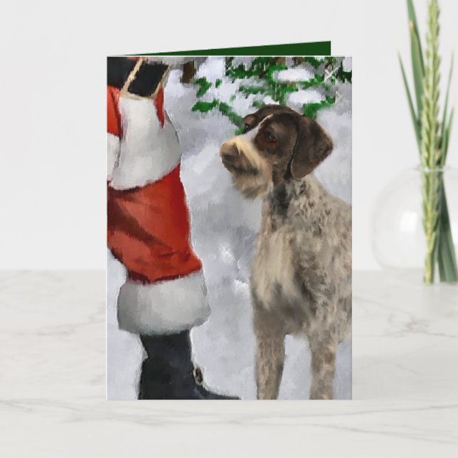 German Wirehaired Pointer Christmas Gifts Holiday Card (Front)