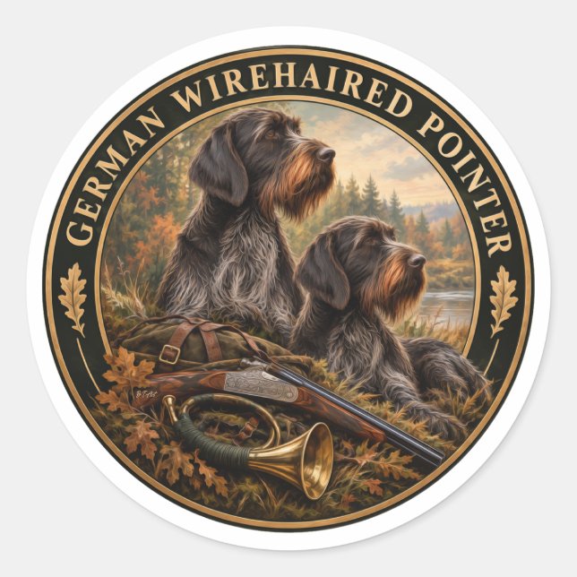 German Wirehaired Pointer Classic Round Sticker (Front)