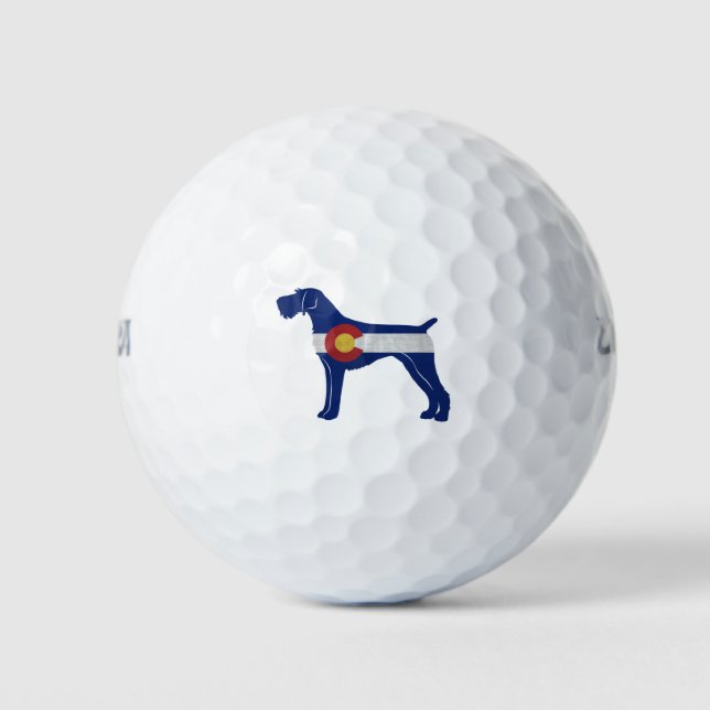 German Wirehaired Pointer Colorado Flag Golf Balls (Front)
