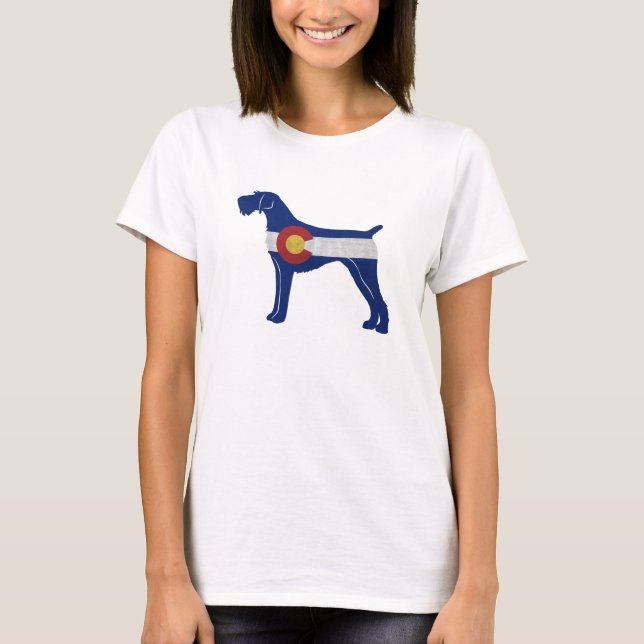 German Wirehaired Pointer Colorado Flag T-Shirt (Front)
