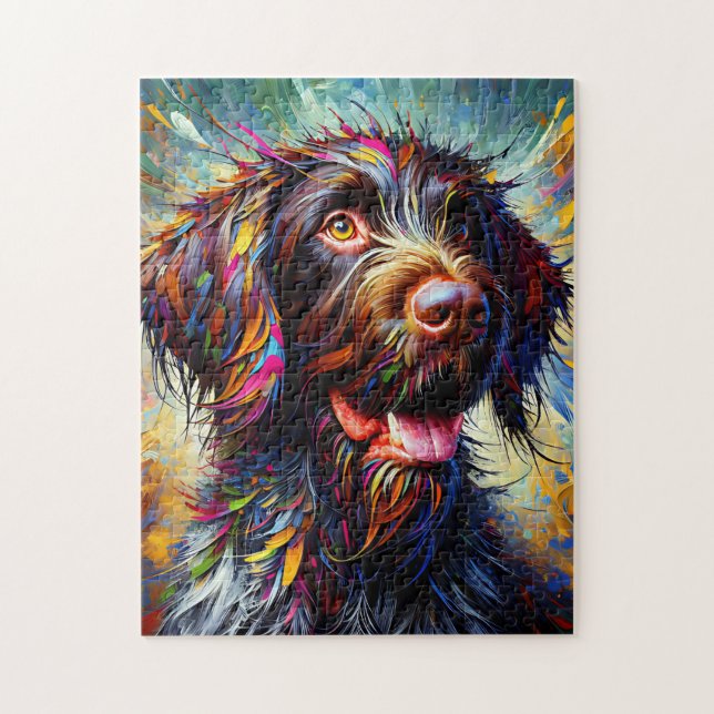 German Wirehaired Pointer Dog Acrylic Print Jigsaw Puzzle (Vertical)