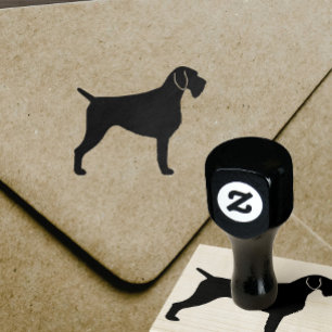 German Wirehaired Pointer Dog Breed Silhouette Rubber Stamp