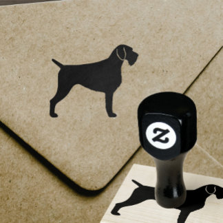 German Wirehaired Pointer Dog Breed Silhouette Rubber Stamp