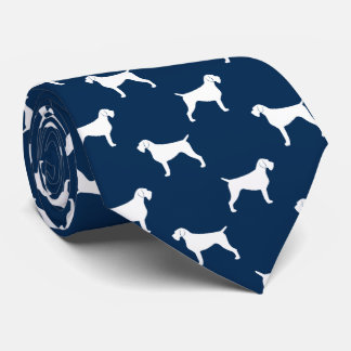 German Wirehaired Pointer Dog Silhouettes Pattern Tie