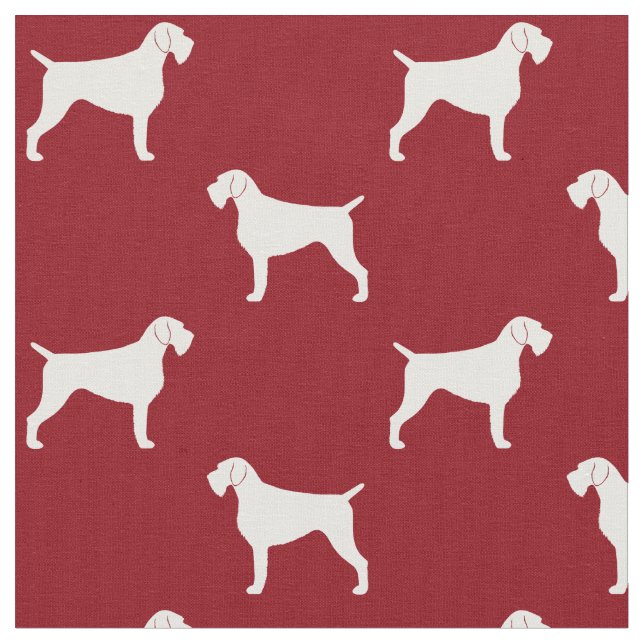 German Wirehaired Pointer Dog Silhouettes Red Fabric (Close Up)