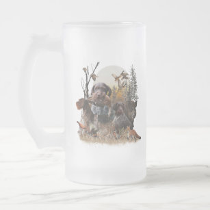 German Wirehaired Pointer   Frosted Glass Beer Mug