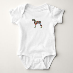 German Wirehaired Pointer Geo Silhouette Plaid Baby Bodysuit