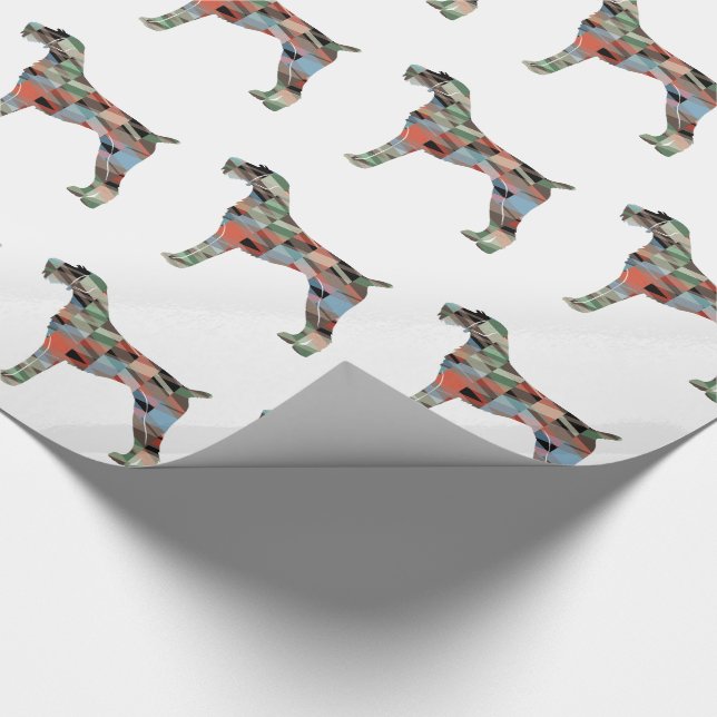 German Wirehaired Pointer Geo Silhouette Plaid Wrapping Paper (Corner)