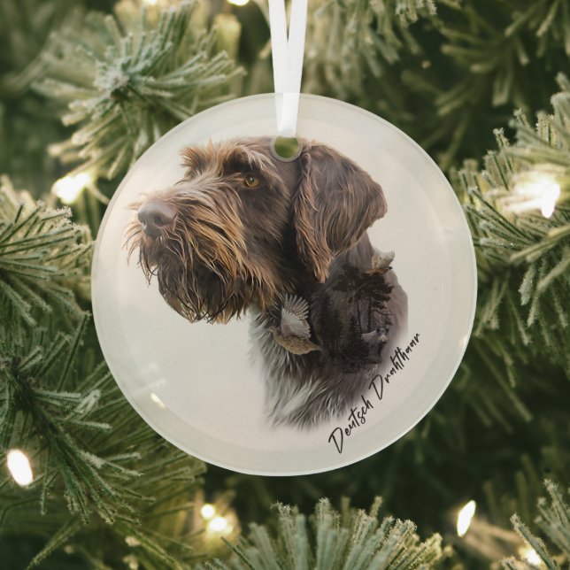 German Wirehaired Pointer      Glass Tree Decoration (Insitu)